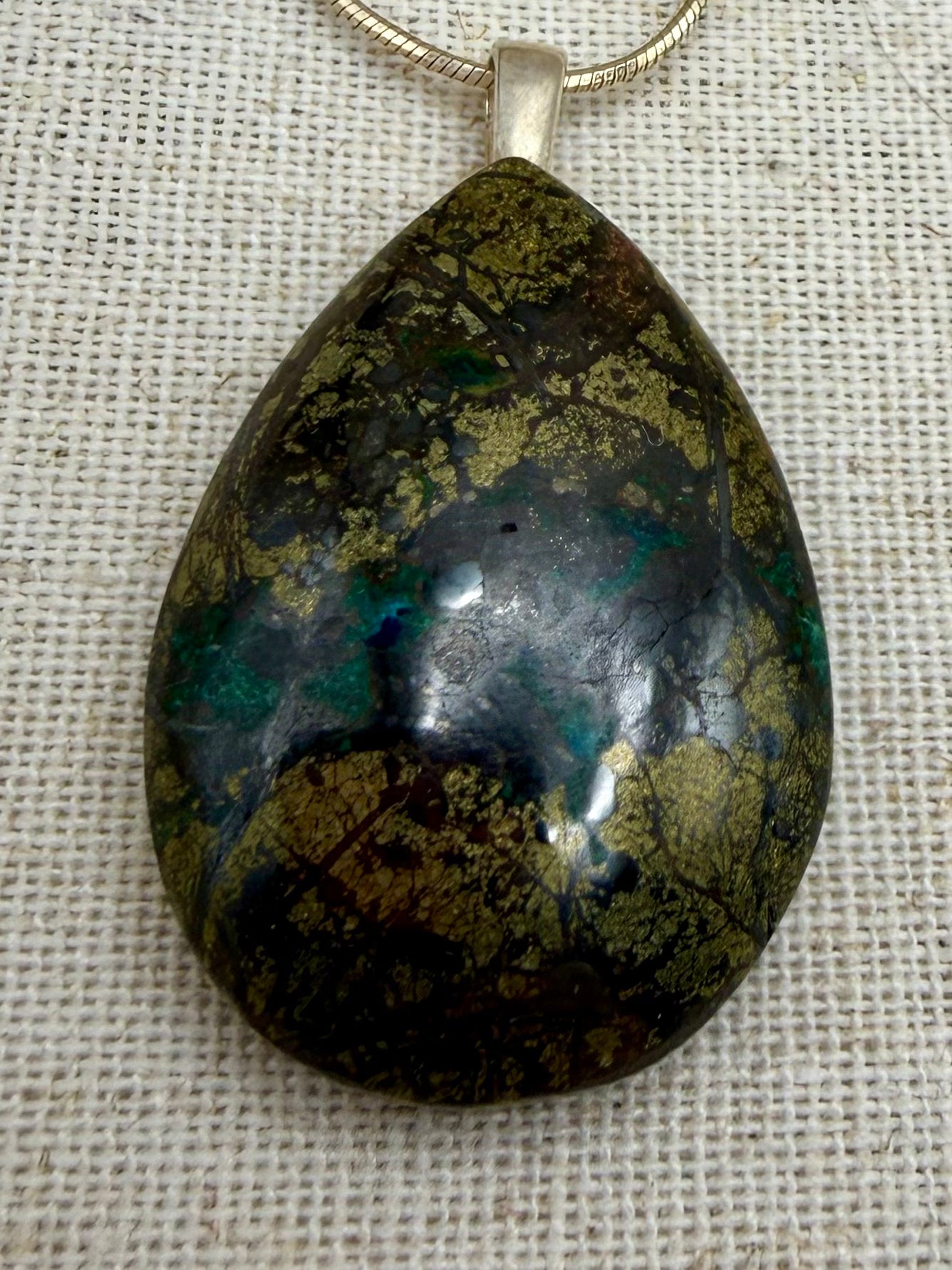 Earth Alchemy Stone Pendant – Marcasite, Limonite, Chrysocolla & Hematite