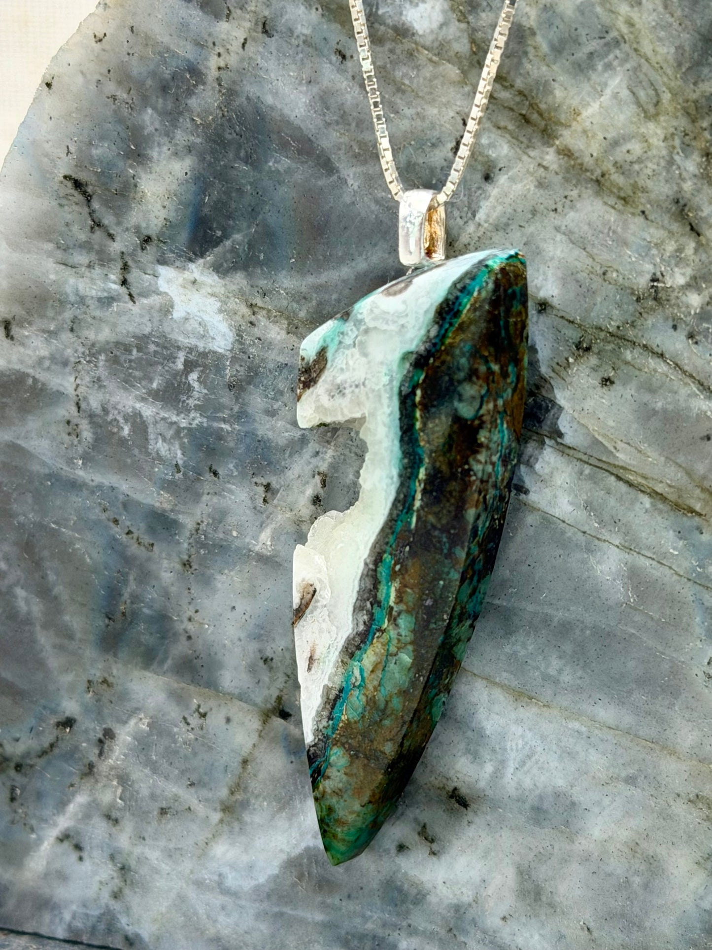 Deep Current — Beaver Chrysocolla Pendant