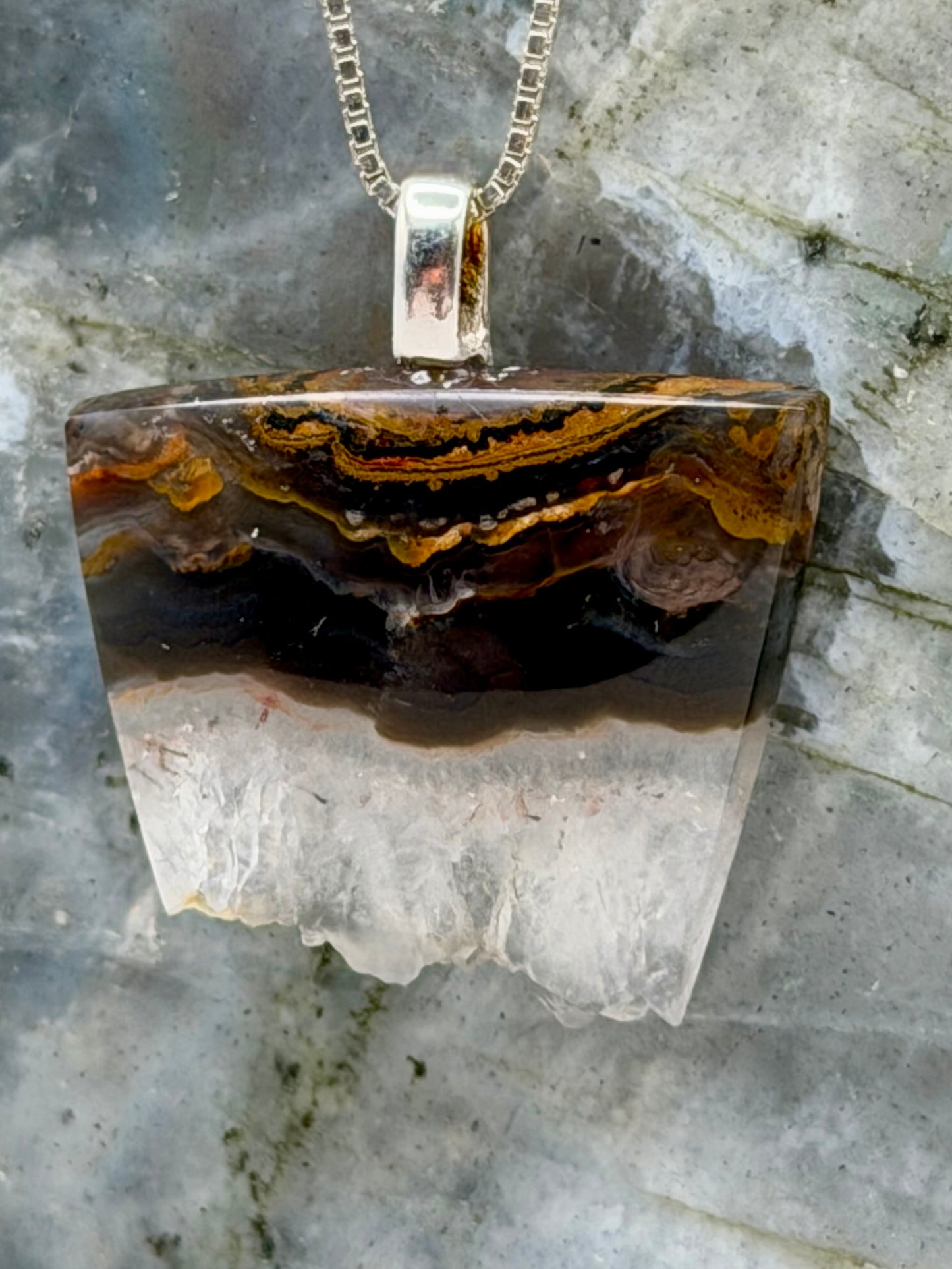 Primary Cut — Piranha Agate Statement Pendant