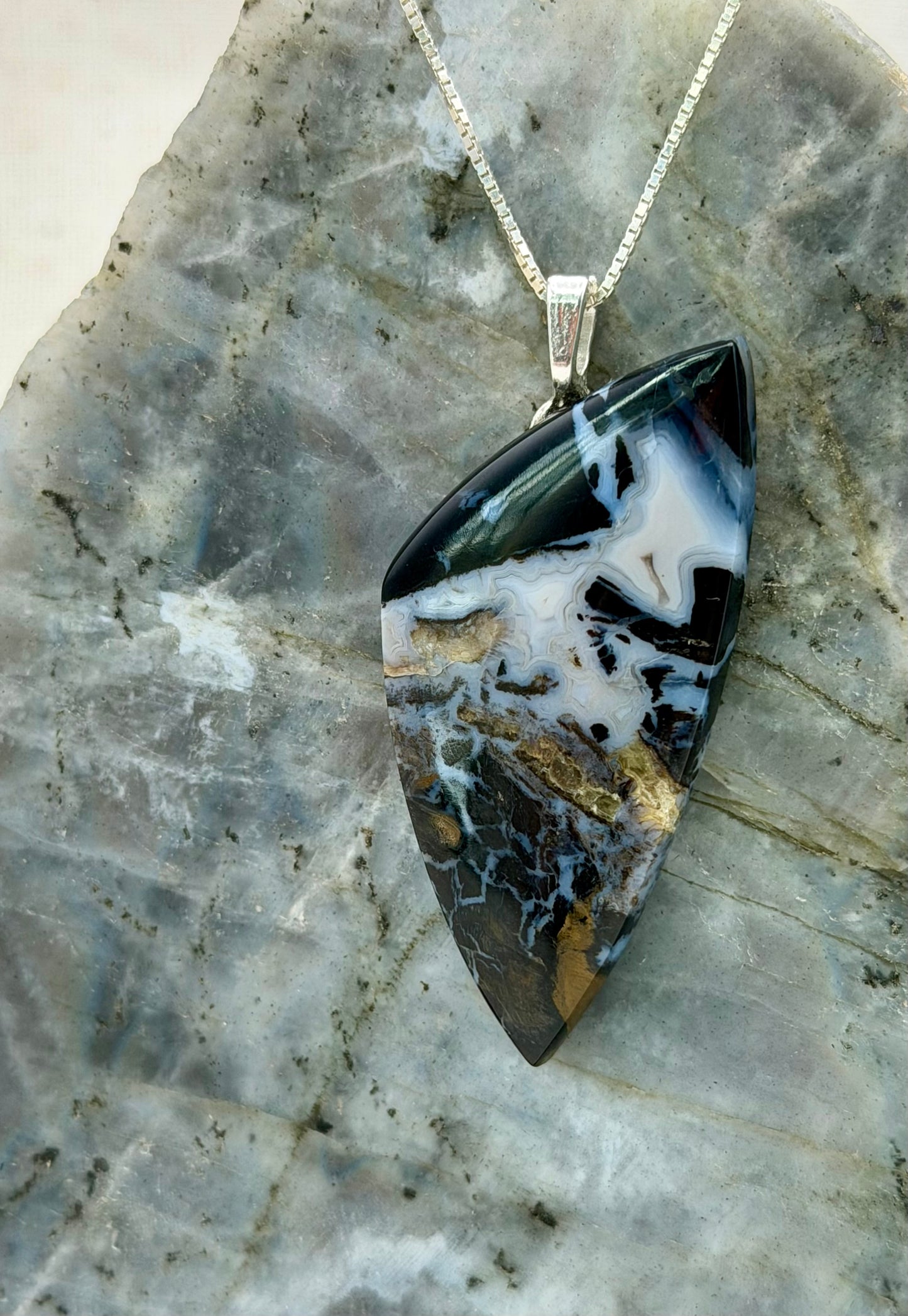 Ancient Roots – Tom Miner Agatized Wood Stone Pendant