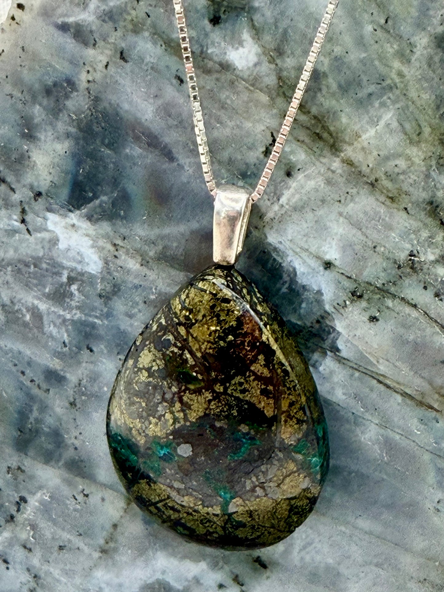 Earth Alchemy — Chrysocolla, Marcasite, Limonite & Hematite Pendant