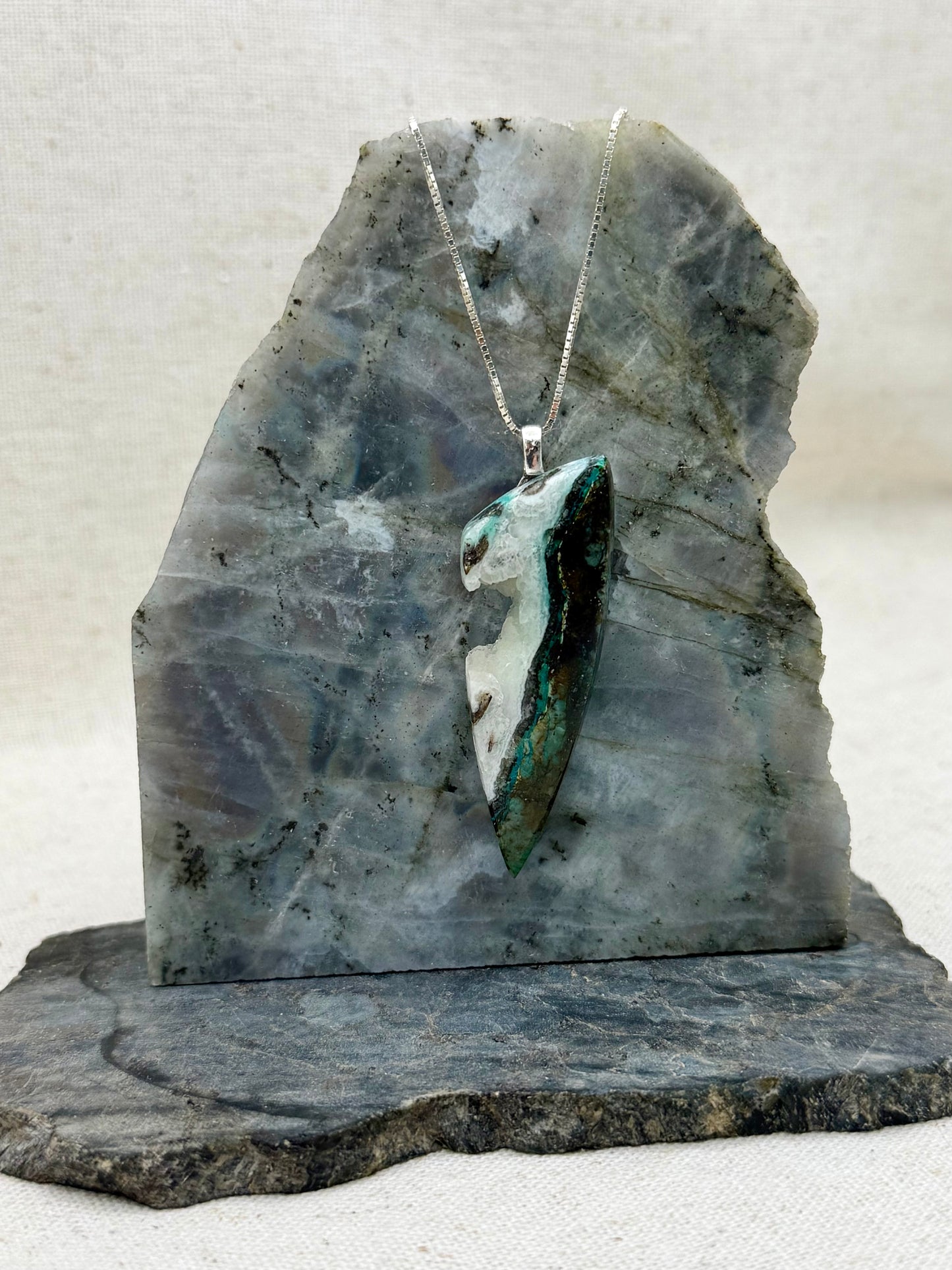 Deep Current — Beaver Chrysocolla Pendant