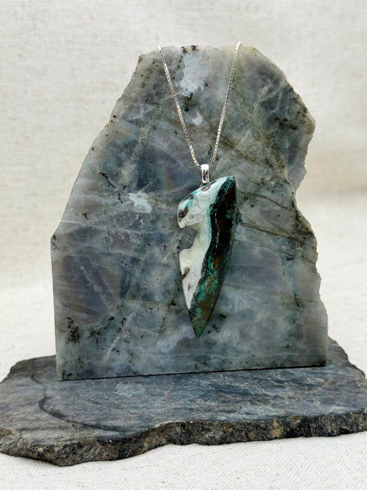 Deep Current — Beaver Chrysocolla Pendant