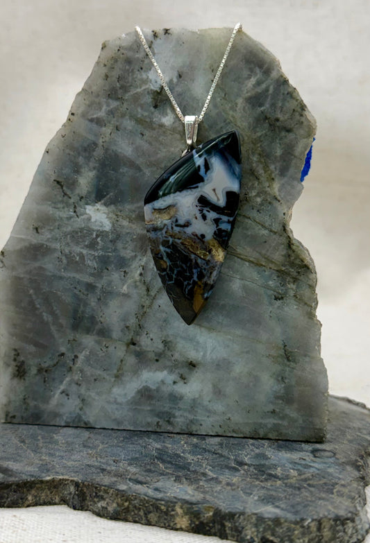 Ancient Roots – Tom Miner Agatized Wood Stone Pendant