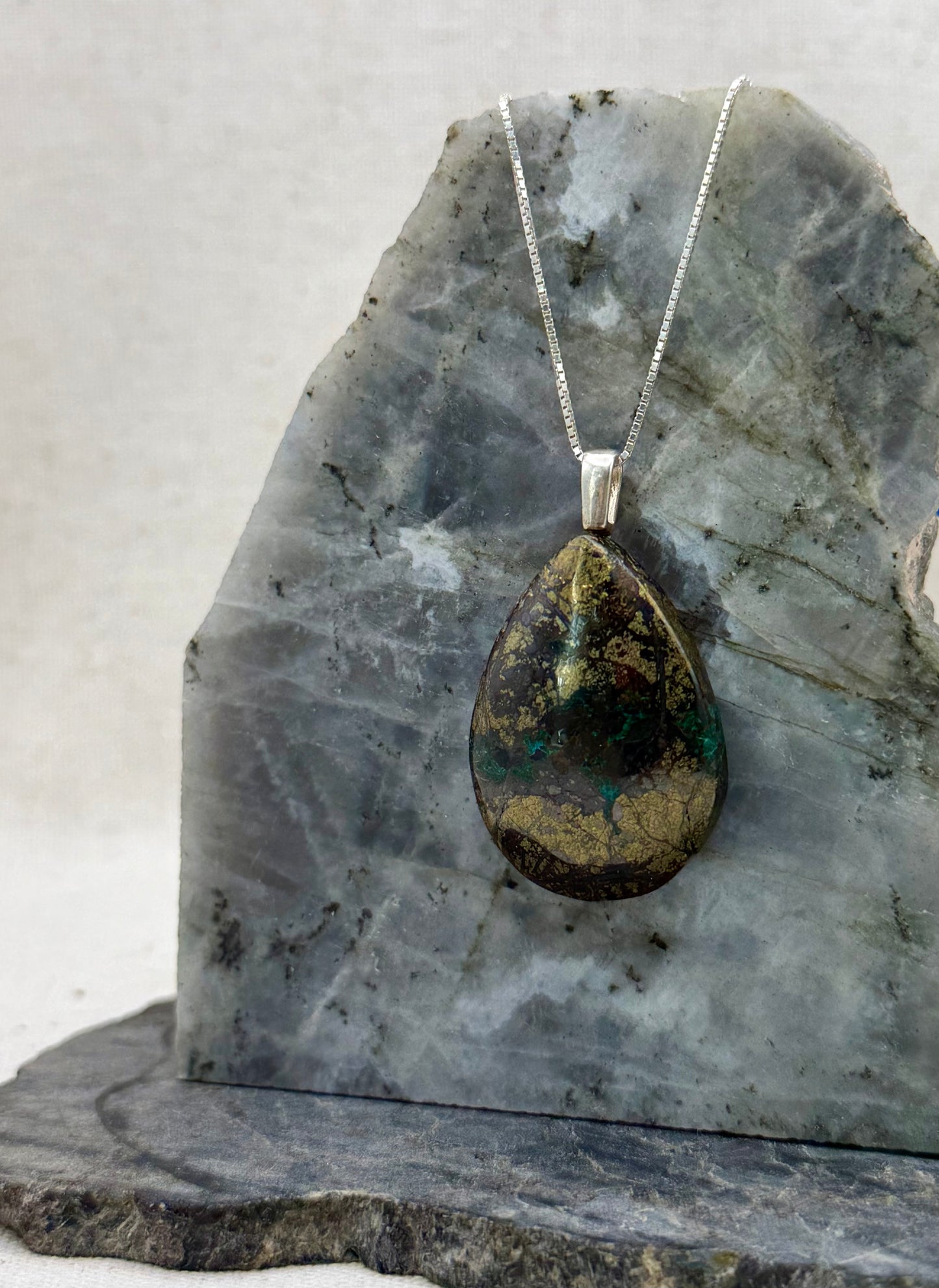 Earth Alchemy — Chrysocolla, Marcasite, Limonite & Hematite Pendant