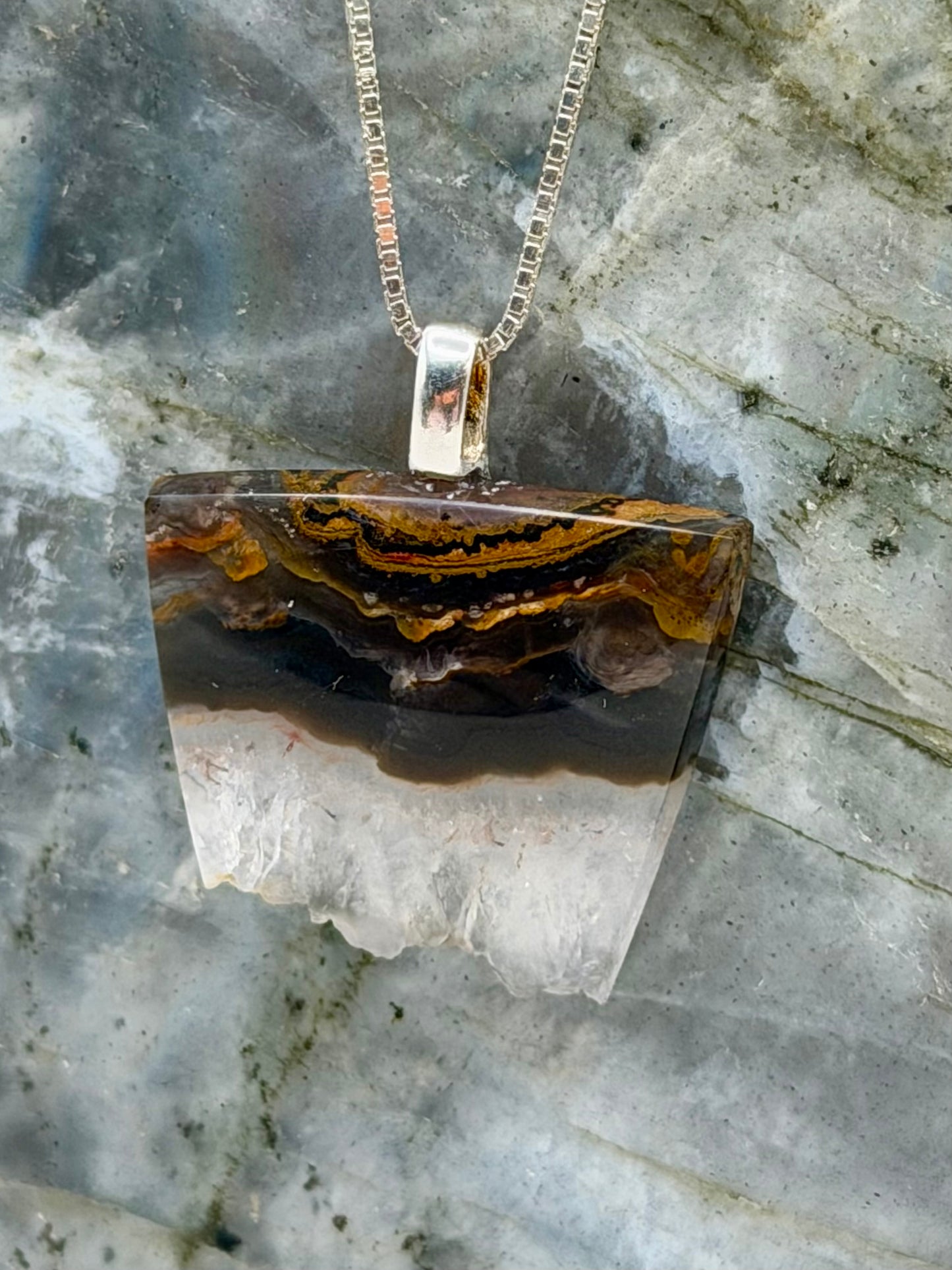 Primary Cut — Piranha Agate Statement Pendant